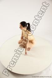 Nude Woman White Standing poses - ALL Slim Standing poses - knee-bend long brown Multi angle poses Pinup